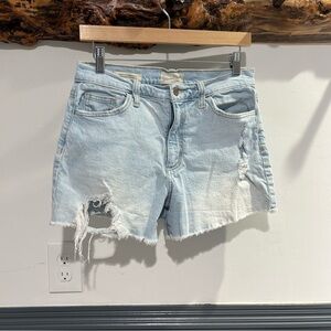 Women's Light Blue Distressed Denim Shorts